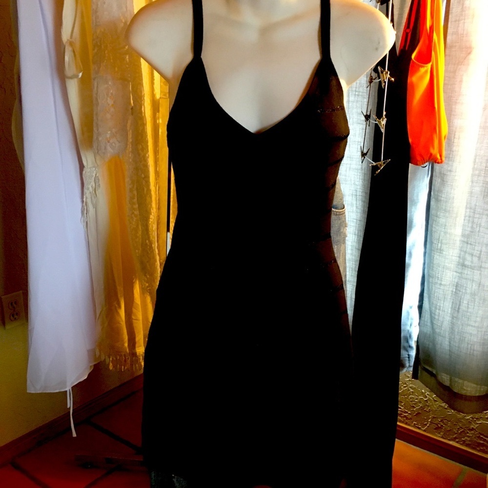 Size medium Guess brand dress - black with horizontal black ribbed stripes